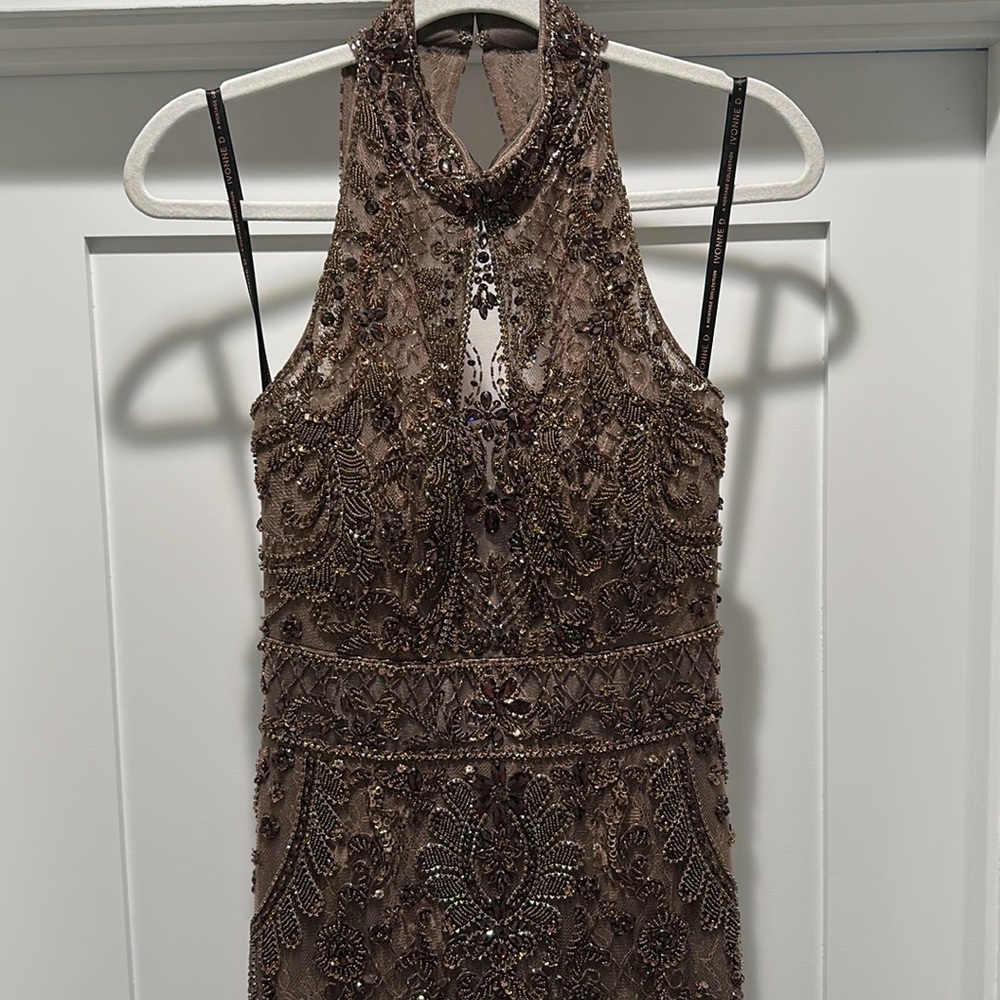 Embellished High-Neck Formal Gown — Ivonne D